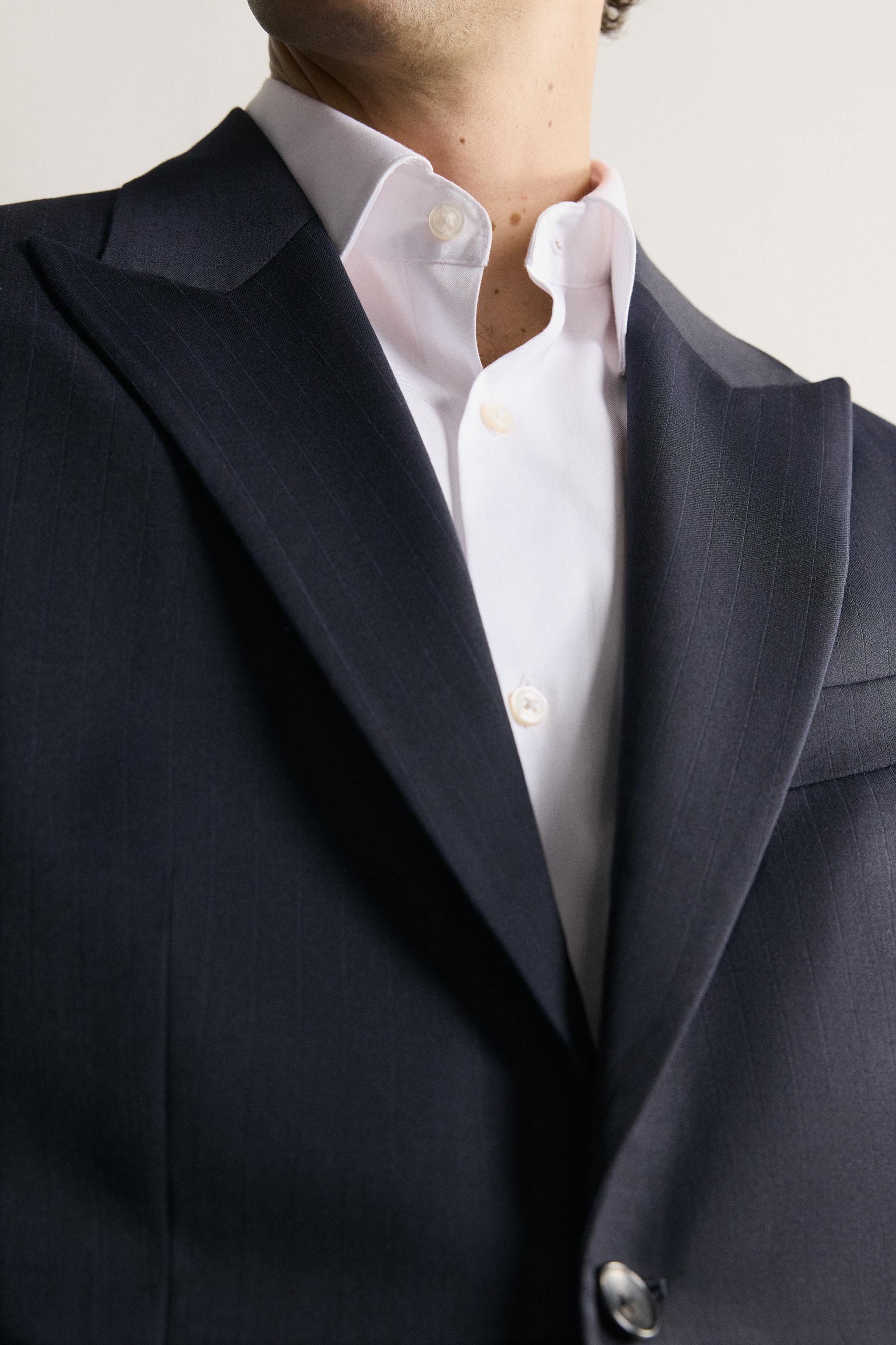 REGULAR FIT 100% WOOL PINSTRIPE SUIT BLAZER